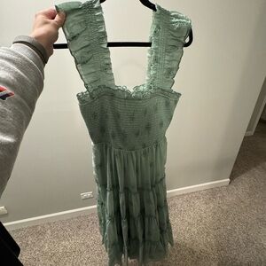 Baltic Born Holland Embroidered Dress in Light Sage